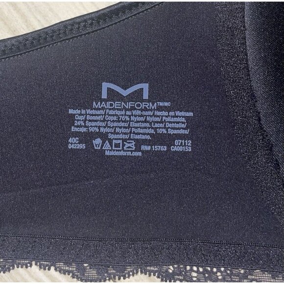 Maidenform 07112 One Fab Fit Extra Coverage TBack Bra Front Close 40C Black New - Picture 6 of 6